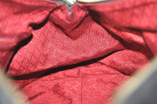 Authentic GUCCI Vintage Hand Boston Bag GG Canvas Leather Black 1957I