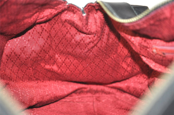 Authentic GUCCI Vintage Hand Boston Bag GG Canvas Leather Black 1957I