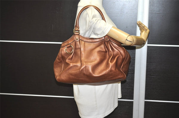Authentic GUCCI Sukey Vintage Shoulder Tote Bag Leather 211944 Brown 1960J