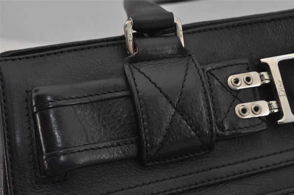 Authentic Christian Dior Vintage Shoulder Hand Bag Purse Leather Black CD 1962J