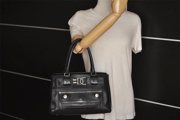 Authentic Christian Dior Vintage Shoulder Hand Bag Purse Leather Black CD 1962J