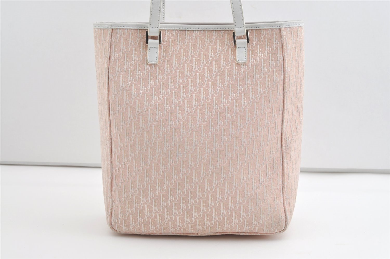 Authentic Christian Dior Trotter Shoulder Tote Bag Canvas Leather Pink 1963J