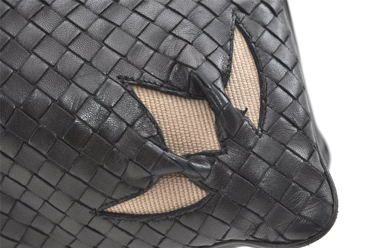 Authentic BOTTEGA VENETA Intrecciato Leather Shoulder Cross Hand Bag Black 1965J