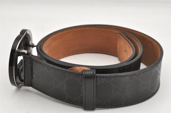 Authentic GUCCI GG Imprime Interlocking G Belt PVC Leather 90 35.4" Black 1969K