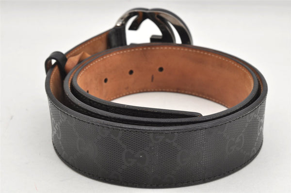 Authentic GUCCI GG Imprime Interlocking G Belt PVC Leather 90 35.4" Black 1969K