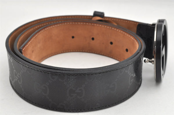 Authentic GUCCI GG Imprime Interlocking G Belt PVC Leather 90 35.4" Black 1969K
