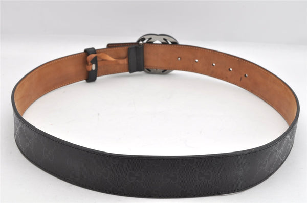 Authentic GUCCI GG Imprime Interlocking G Belt PVC Leather 90 35.4" Black 1969K