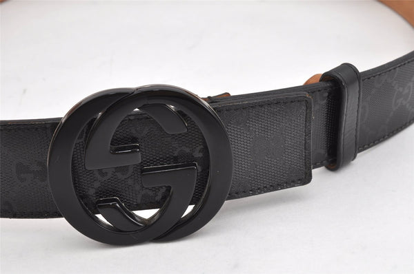 Authentic GUCCI GG Imprime Interlocking G Belt PVC Leather 90 35.4" Black 1969K