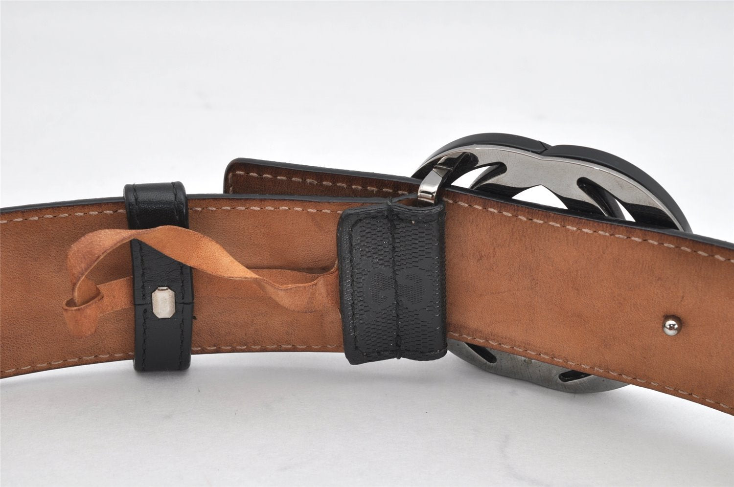 Authentic GUCCI GG Imprime Interlocking G Belt PVC Leather 90 35.4