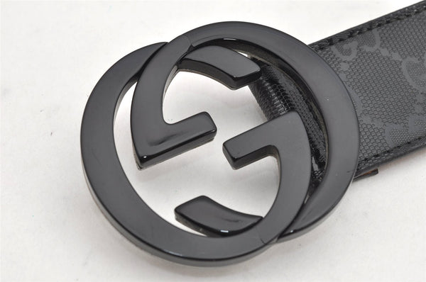 Authentic GUCCI GG Imprime Interlocking G Belt PVC Leather 90 35.4" Black 1969K