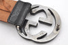 Authentic GUCCI GG Imprime Interlocking G Belt PVC Leather 90 35.4" Black 1969K