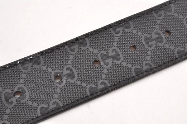 Authentic GUCCI GG Imprime Interlocking G Belt PVC Leather 90 35.4" Black 1969K