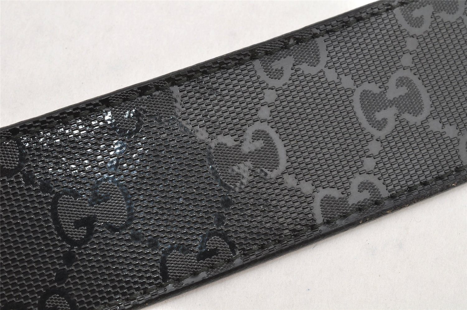 Authentic GUCCI GG Imprime Interlocking G Belt PVC Leather 90 35.4