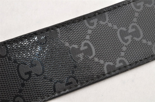 Authentic GUCCI GG Imprime Interlocking G Belt PVC Leather 90 35.4" Black 1969K