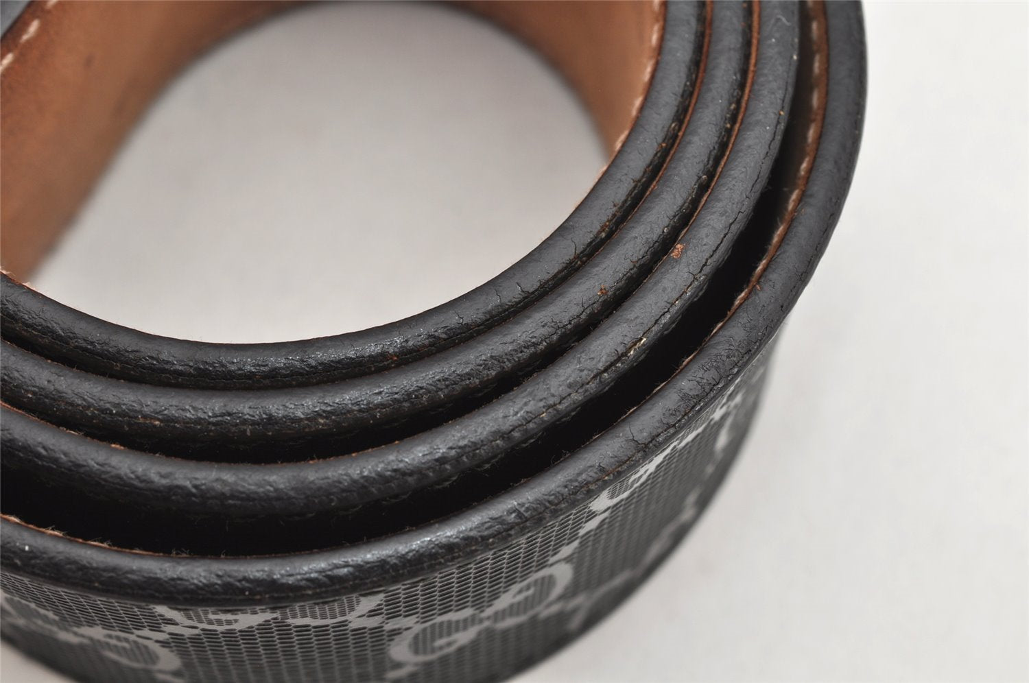 Authentic GUCCI GG Imprime Interlocking G Belt PVC Leather 90 35.4