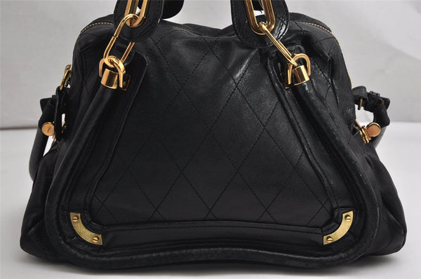 Authentic Chloe Paraty Medium 2Way Shoulder Hand Bag Purse Leather Black 1971K