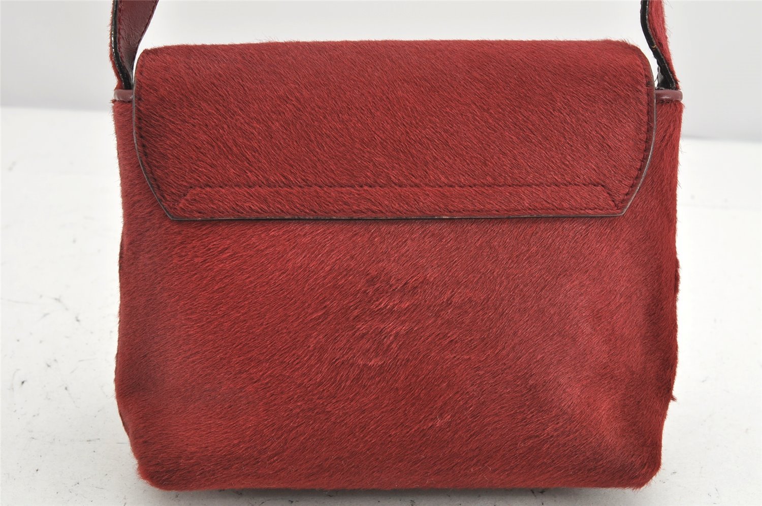 Authentic GUCCI Shoulder Bag Purse Unborn Calf Leather Bordeaux Red Junk 1975K
