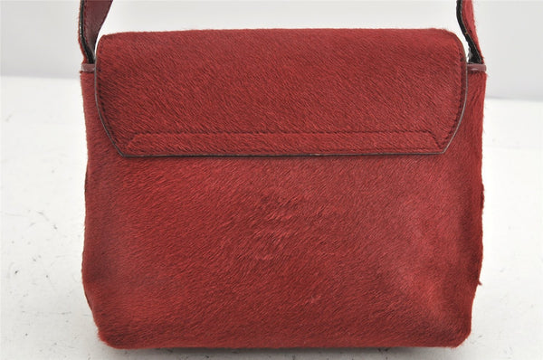 Authentic GUCCI Shoulder Bag Purse Unborn Calf Leather Bordeaux Red Junk 1975K