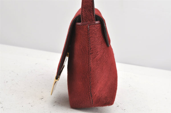 Authentic GUCCI Shoulder Bag Purse Unborn Calf Leather Bordeaux Red Junk 1975K