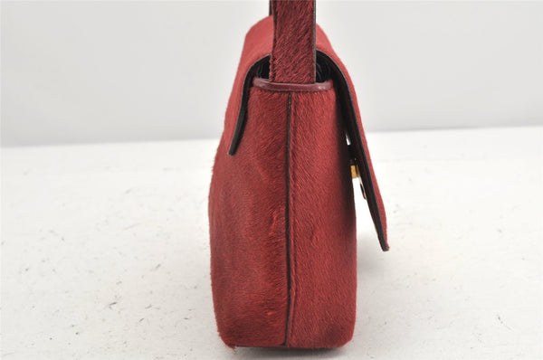 Authentic GUCCI Shoulder Bag Purse Unborn Calf Leather Bordeaux Red Junk 1975K