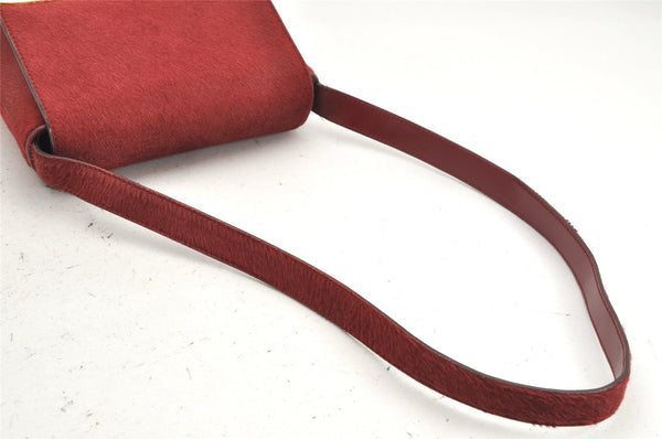 Authentic GUCCI Shoulder Bag Purse Unborn Calf Leather Bordeaux Red Junk 1975K