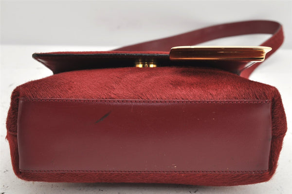 Authentic GUCCI Shoulder Bag Purse Unborn Calf Leather Bordeaux Red Junk 1975K