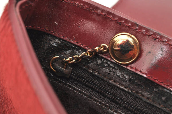 Authentic GUCCI Shoulder Bag Purse Unborn Calf Leather Bordeaux Red Junk 1975K