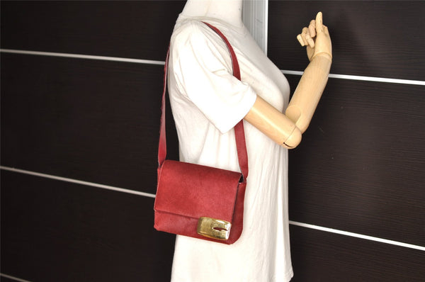 Authentic GUCCI Shoulder Bag Purse Unborn Calf Leather Bordeaux Red Junk 1975K