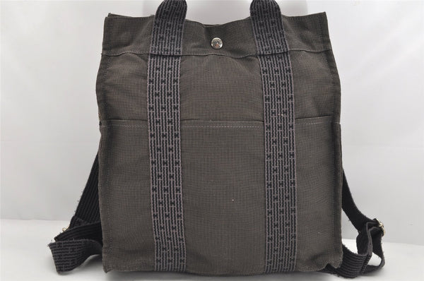 Authentic HERMES Vintage Her Line Ado MM Backpack Hand Bag Nylon Gray 1976K