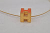 Authentic HERMES Cage De Ash H Cube Pendant Necklace Gold Orange Box 1977J