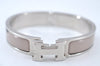 Authentic HERMES Vintage Clic H Bangle Bracelet Accessory Silver Gray Junk 1978J