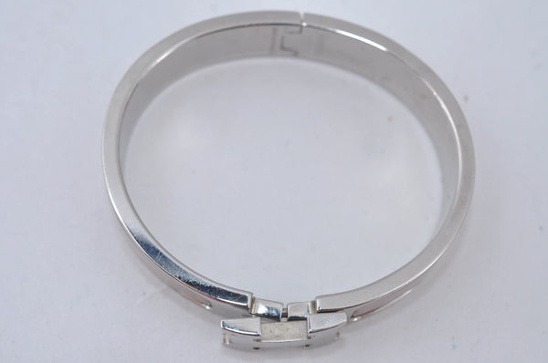 Authentic HERMES Vintage Clic H Bangle Bracelet Accessory Silver Gray Junk 1978J