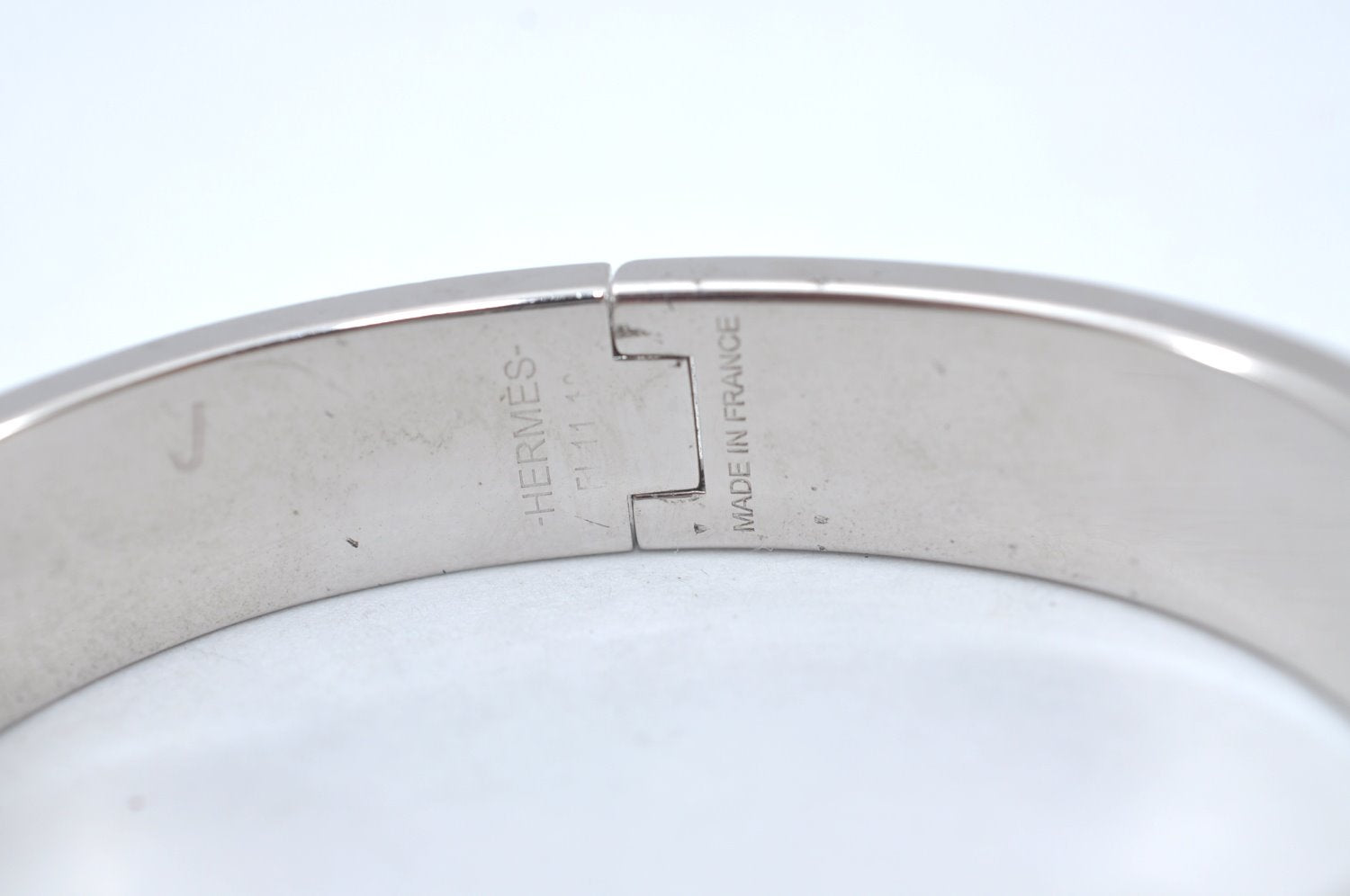 Authentic HERMES Vintage Clic H Bangle Bracelet Accessory Silver Gray Junk 1978J