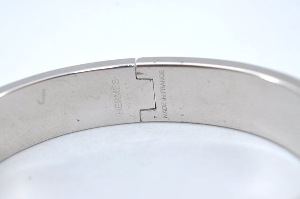 Authentic HERMES Vintage Clic H Bangle Bracelet Accessory Silver Gray Junk 1978J