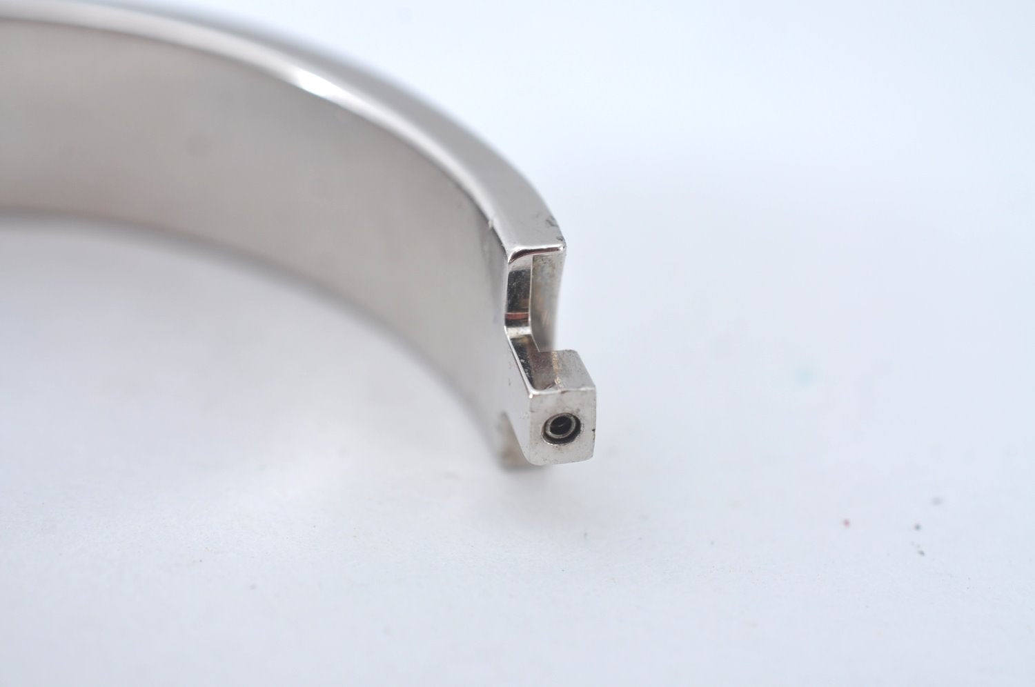 Authentic HERMES Vintage Clic H Bangle Bracelet Accessory Silver Gray Junk 1978J