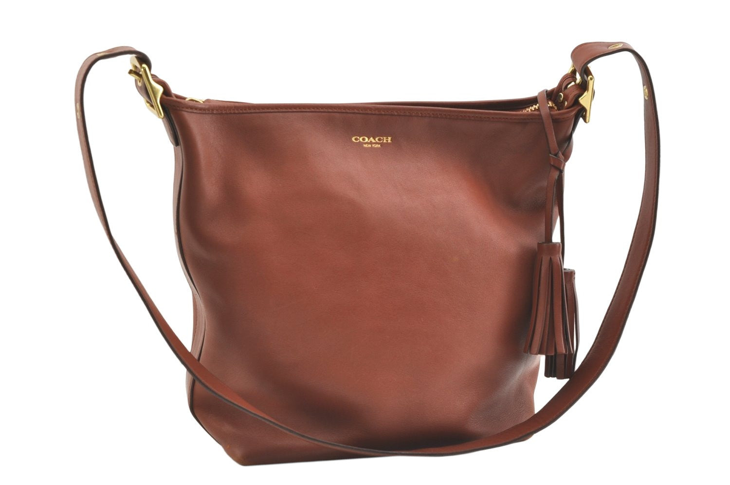 Authentic COACH Tassel Shoulder Cross Body Bag Leather 19889 Brown 1978K