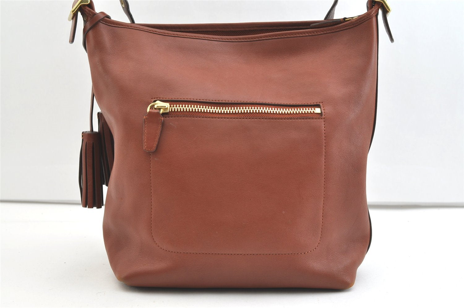 Authentic COACH Tassel Shoulder Cross Body Bag Leather 19889 Brown 1978K