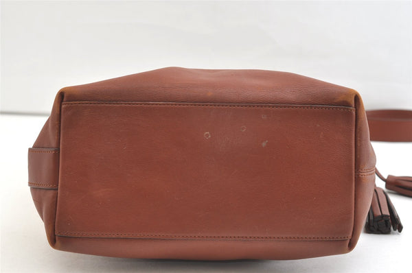 Authentic COACH Tassel Shoulder Cross Body Bag Leather 19889 Brown 1978K