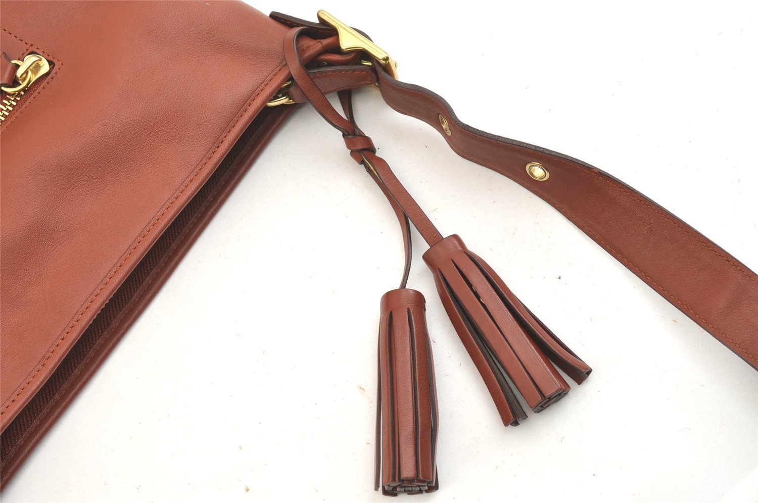 Authentic COACH Tassel Shoulder Cross Body Bag Leather 19889 Brown 1978K