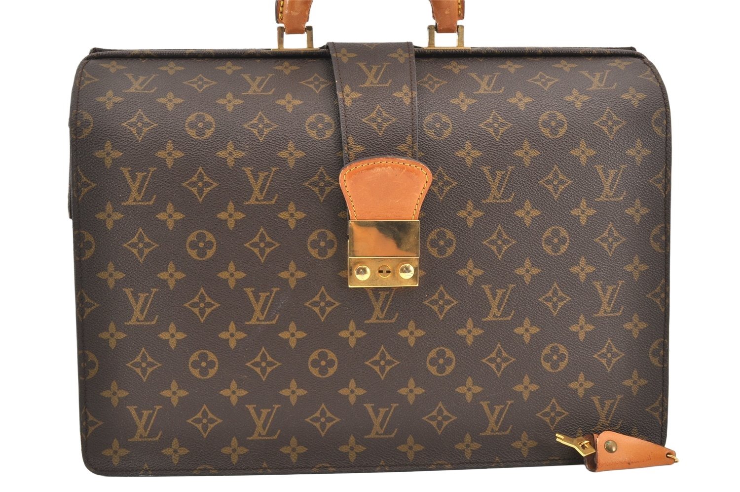 Authentic Louis Vuitton Monogram Serviette Fermoir Briefcase M53305 LV 1980K