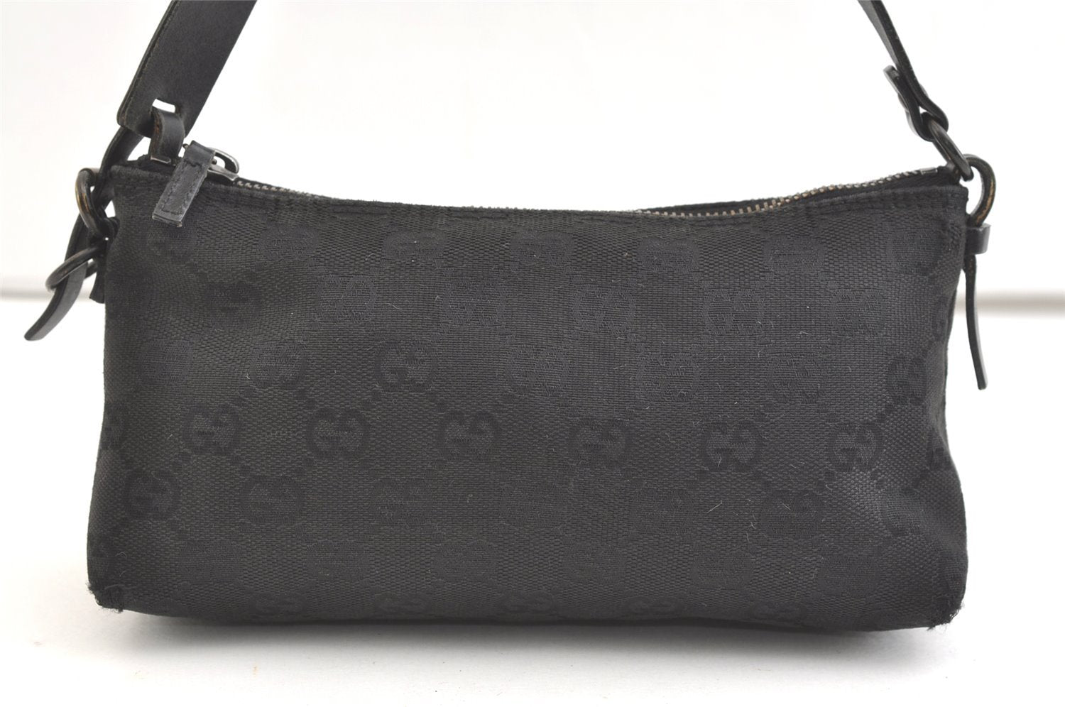 Authentic GUCCI Hand Bag Pouch Purse GG Canvas Leather 103399 Black 1981K