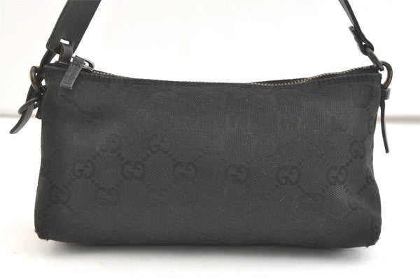 Authentic GUCCI Hand Bag Pouch Purse GG Canvas Leather 103399 Black 1981K