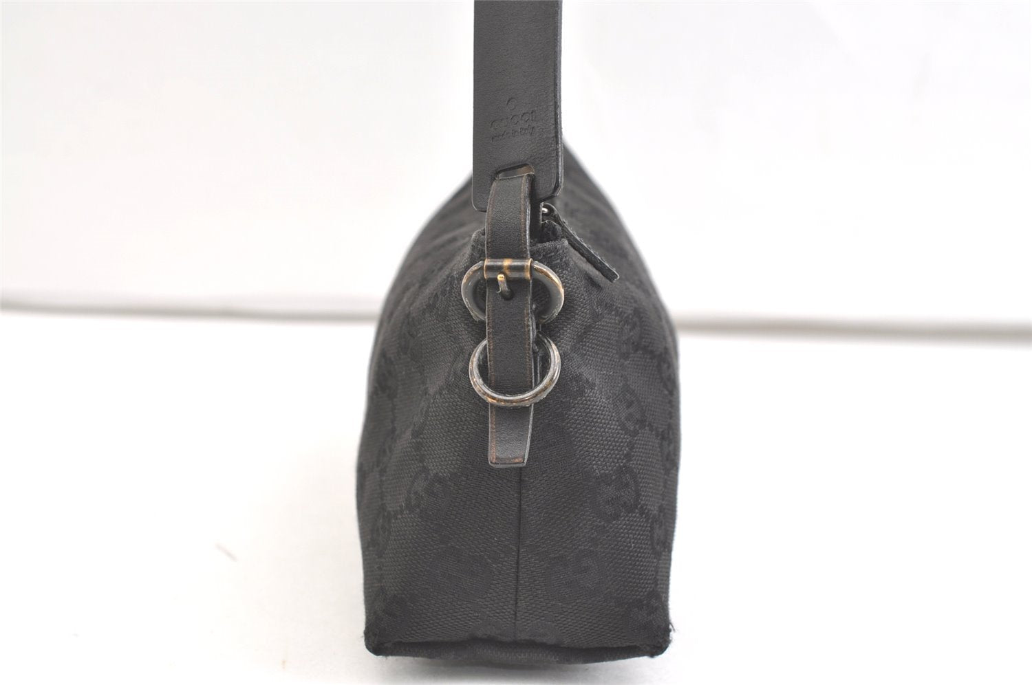 Authentic GUCCI Hand Bag Pouch Purse GG Canvas Leather 103399 Black 1981K