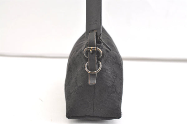 Authentic GUCCI Hand Bag Pouch Purse GG Canvas Leather 103399 Black 1981K