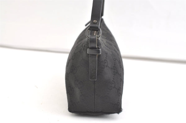 Authentic GUCCI Hand Bag Pouch Purse GG Canvas Leather 103399 Black 1981K