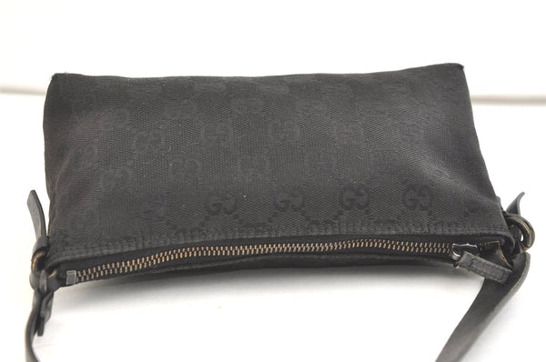 Authentic GUCCI Hand Bag Pouch Purse GG Canvas Leather 103399 Black 1981K