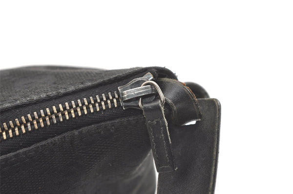 Authentic GUCCI Hand Bag Pouch Purse GG Canvas Leather 103399 Black 1981K