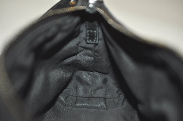 Authentic GUCCI Hand Bag Pouch Purse GG Canvas Leather 103399 Black 1981K
