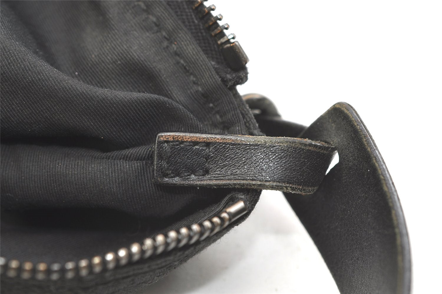 Authentic GUCCI Hand Bag Pouch Purse GG Canvas Leather 103399 Black 1981K