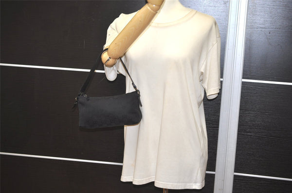 Authentic GUCCI Hand Bag Pouch Purse GG Canvas Leather 103399 Black 1981K